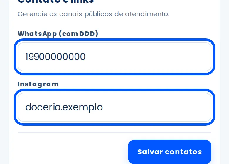 Campos WhatsApp e Instagram contornados