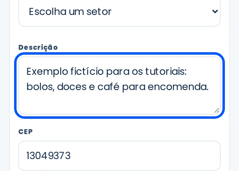 Campo Descrição contornado