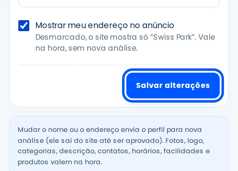 Botão Salvar alterações contornado