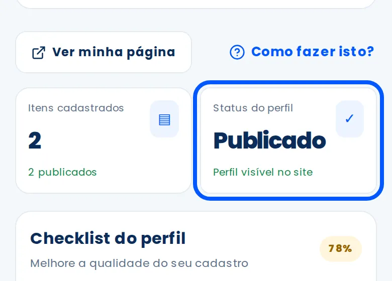 Quadro Status do perfil contornado